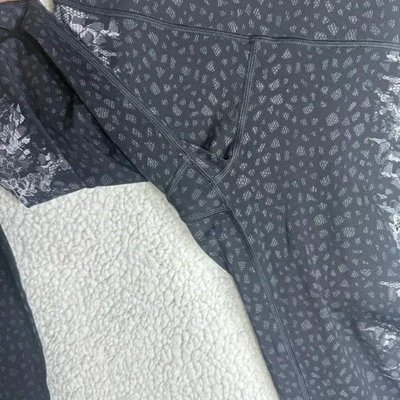 Lululemon Wunder Under Hi-Rise Nulux Leggings Overlace Black Grey Size 8 - Picture 5 of 13